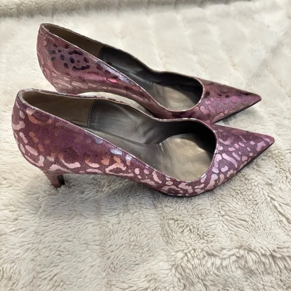 Bruno Magli Metallic Pink Purple Animal Print Pointed Toe Women's Heels Size 7 - Picture 4 of 12